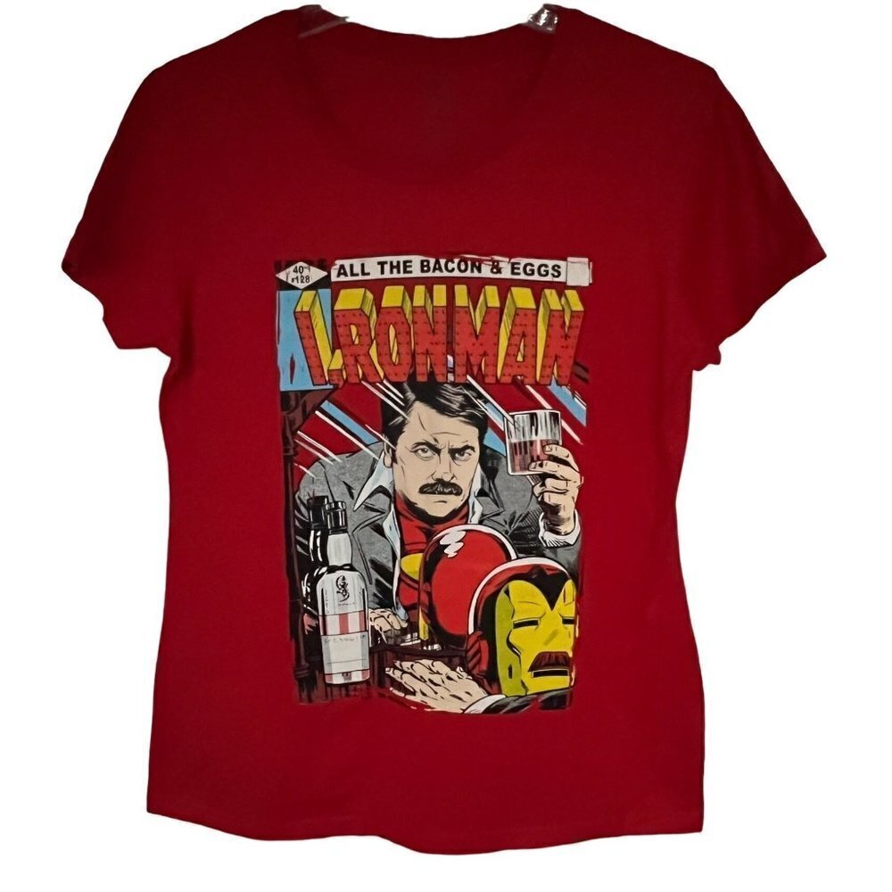 TeeFury Marvel Comics Iron Man Mashup Red Graphic T-Shirt 2XL Stretch Cotton New